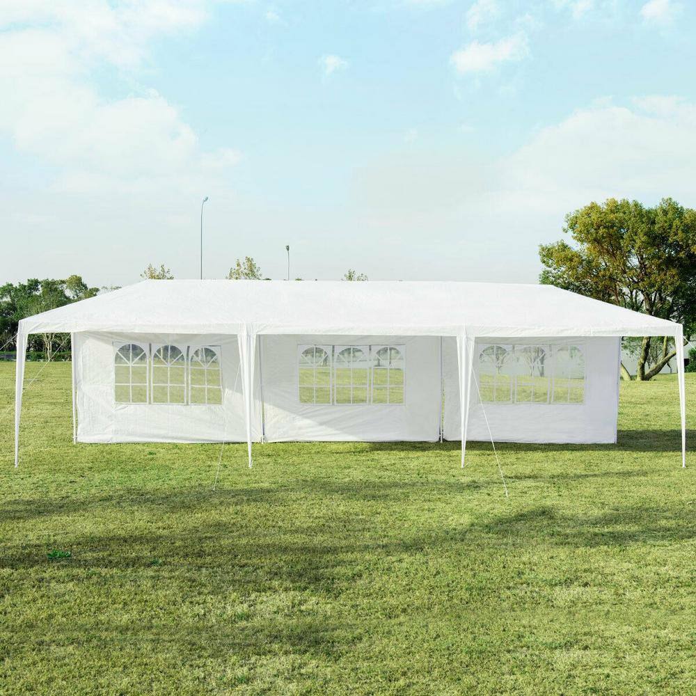 10 ft. x 30 ft. Outdoor Party Wedding 5 Sidewall Tent Canopy Gazebo OP-HKY-3935WH