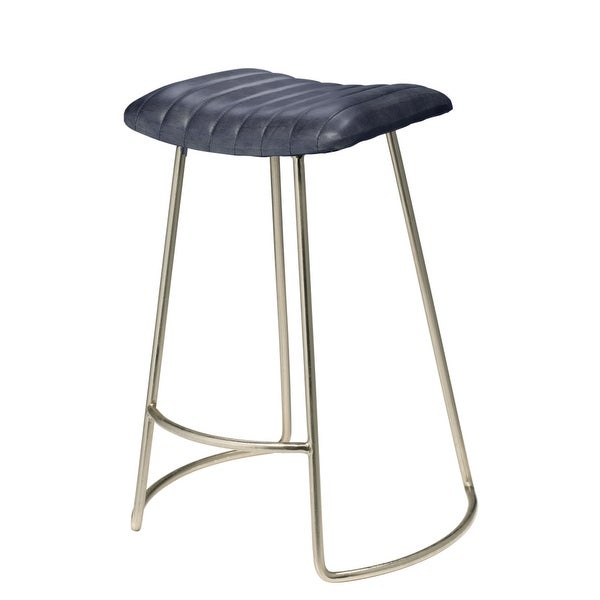 Alden Décor Logan Leather Counter Stool， Grey