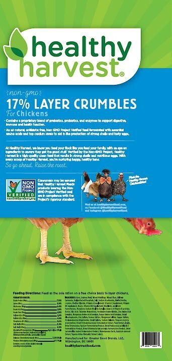 Healthy Harvest Non-GMO 17% Protein Layer Crumbles Poultry Feed