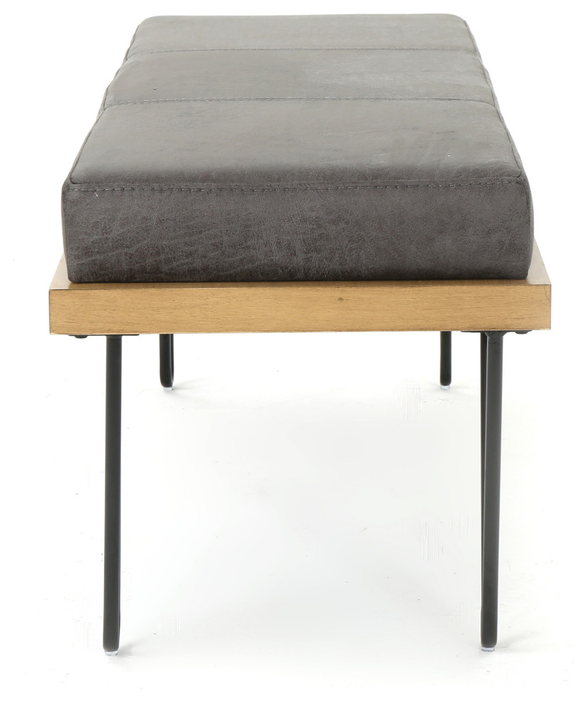 GDF Studio Elaina Industrial Modern Microfiber Bench   Midcentury   Upholstered Benches   by GDFStudio  Houzz