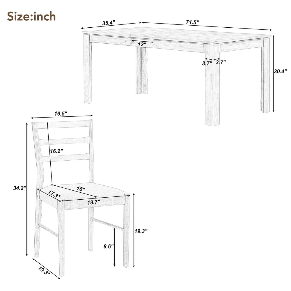 7 Piece Wooden Dining Table Set Mutifunctional Extendable Table with 12\