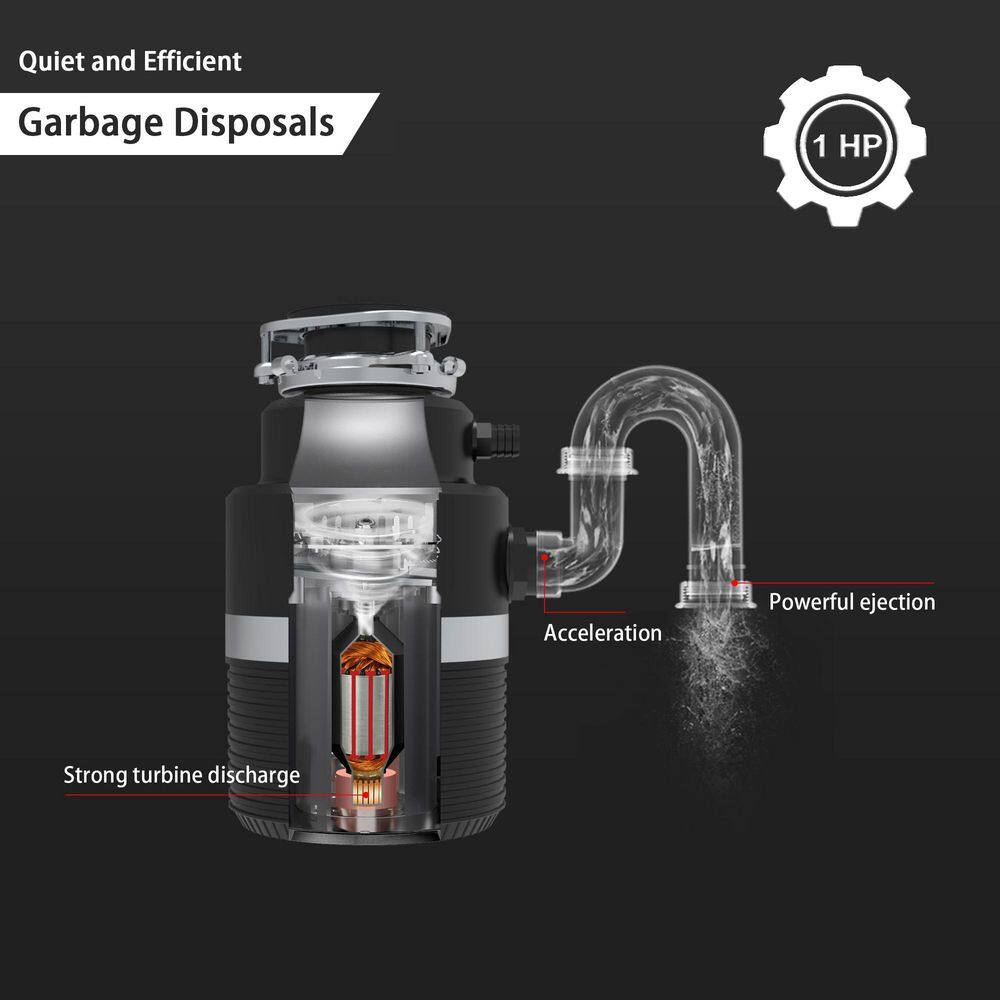 Trifecte Scrapper 1 HP Continuous Feed Black Garbage Disposal with Sound Reduction and Power Cord Kit TRI-MCD17-T7