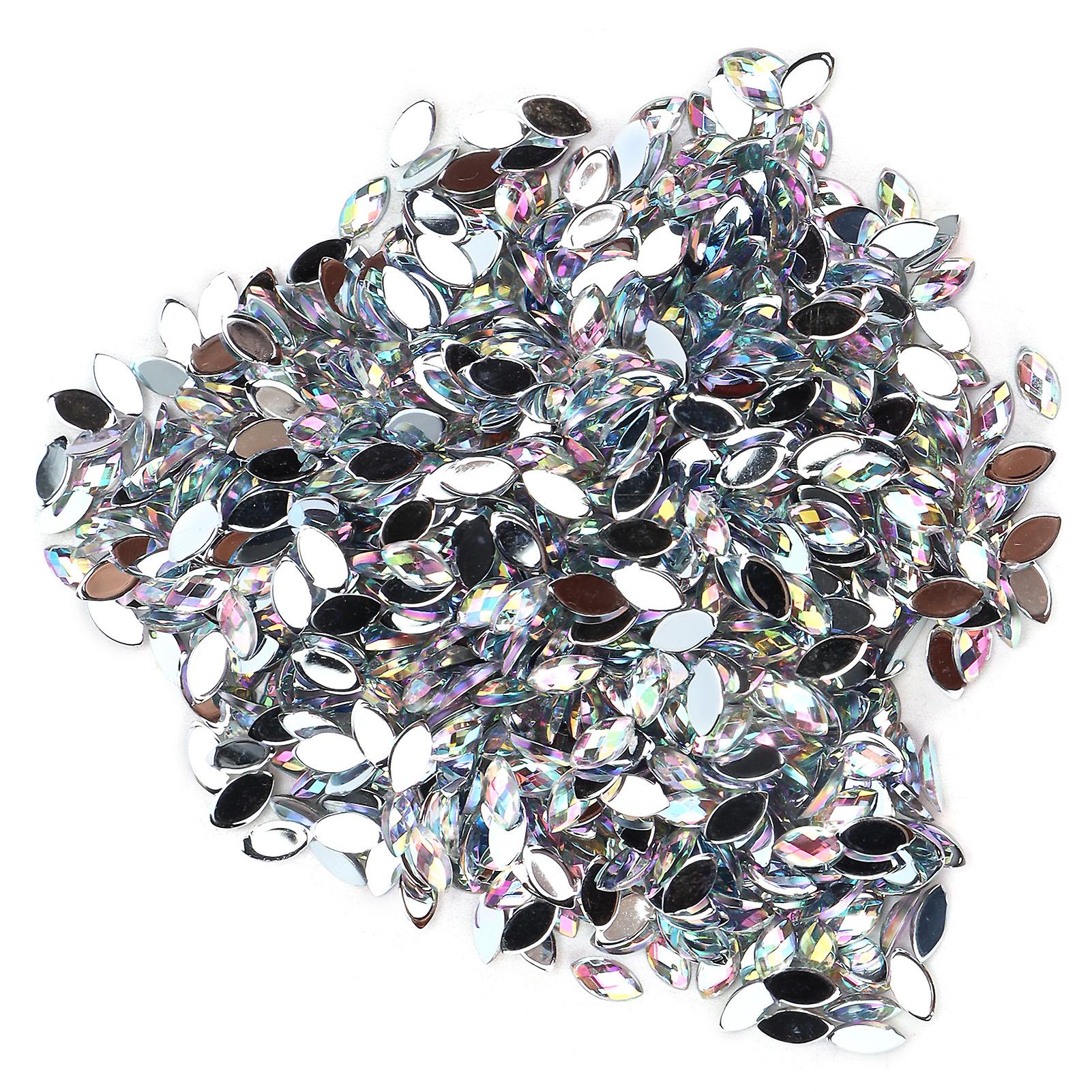 1000pcs Crafts Rhinestones Diy Horse Eye Shaped Fancy Flatback Glass Crystals Beads For Handicraft Decoration Gift01 White Ab