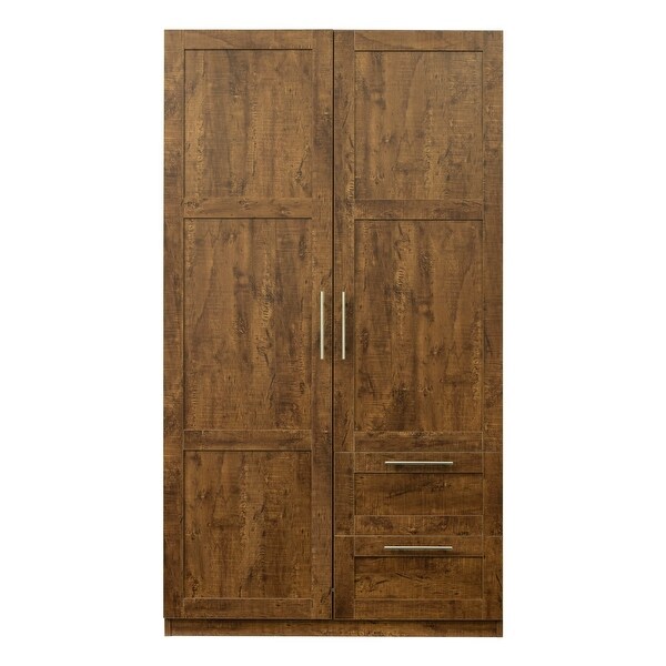 High Wardrobe Cabinet with 2 Doors，2 Drawers and 5 Storage Spaces - - 37427630