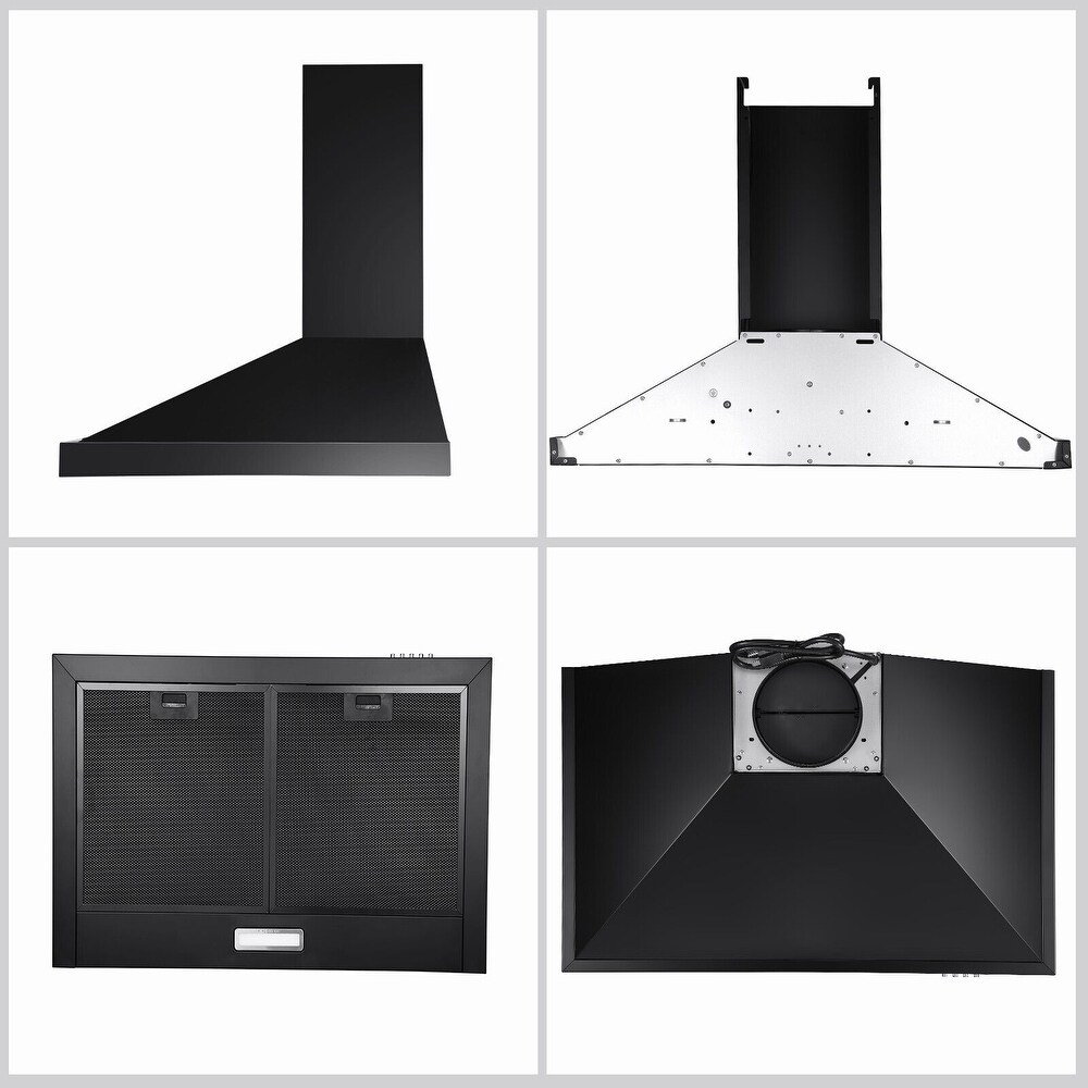 24 inch Wall Mounted Range Hood Kitchen Exhaust Stove Vent Hood 450 CFM 3 Speed Fan w/LED
