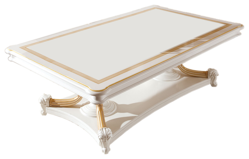 White and Gold Wood Coffee Table   Traditional   Coffee Tables   by Infinity Furniture  Houzz