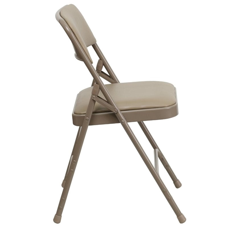 Bowery Hill 17.5'' Vinyl/Steel Metal Heavy-Duty Folding Chair in Beige