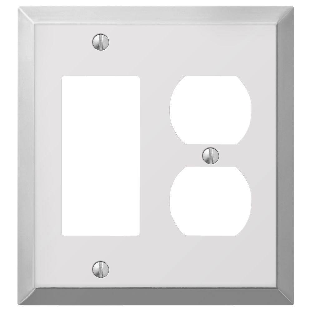 AMERELLE Metallic 2 Gang 1-Duplex and 1-Rocker Steel Wall Plate - Polished Chrome 161RD