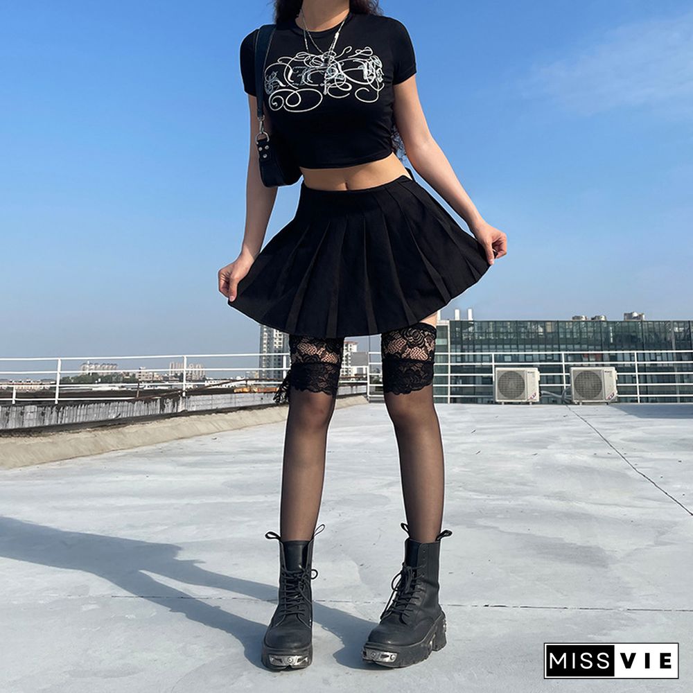 Y2k Goth Letter Print Crop Top Harajuku Anime Retro Gothic Tshirt Woman Kawaii Short Sleeve Tee Emo Alt Clothes