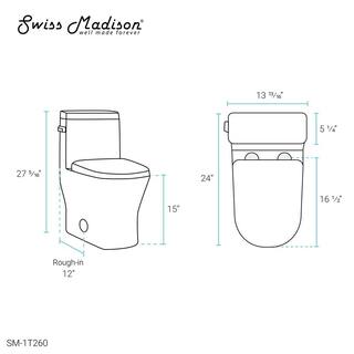 Swiss Madison Sublime II 1-Piece 1.28 GPF Single Flush Round Toilet in Glossy White Seat Included SM-1T260