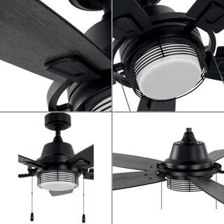 Progress Lighting Freestone 52 in. Indoor LED 5-Blade Matte Black Transitional Ceiling Fan with Lamped Light Kit P250095-31M-WB