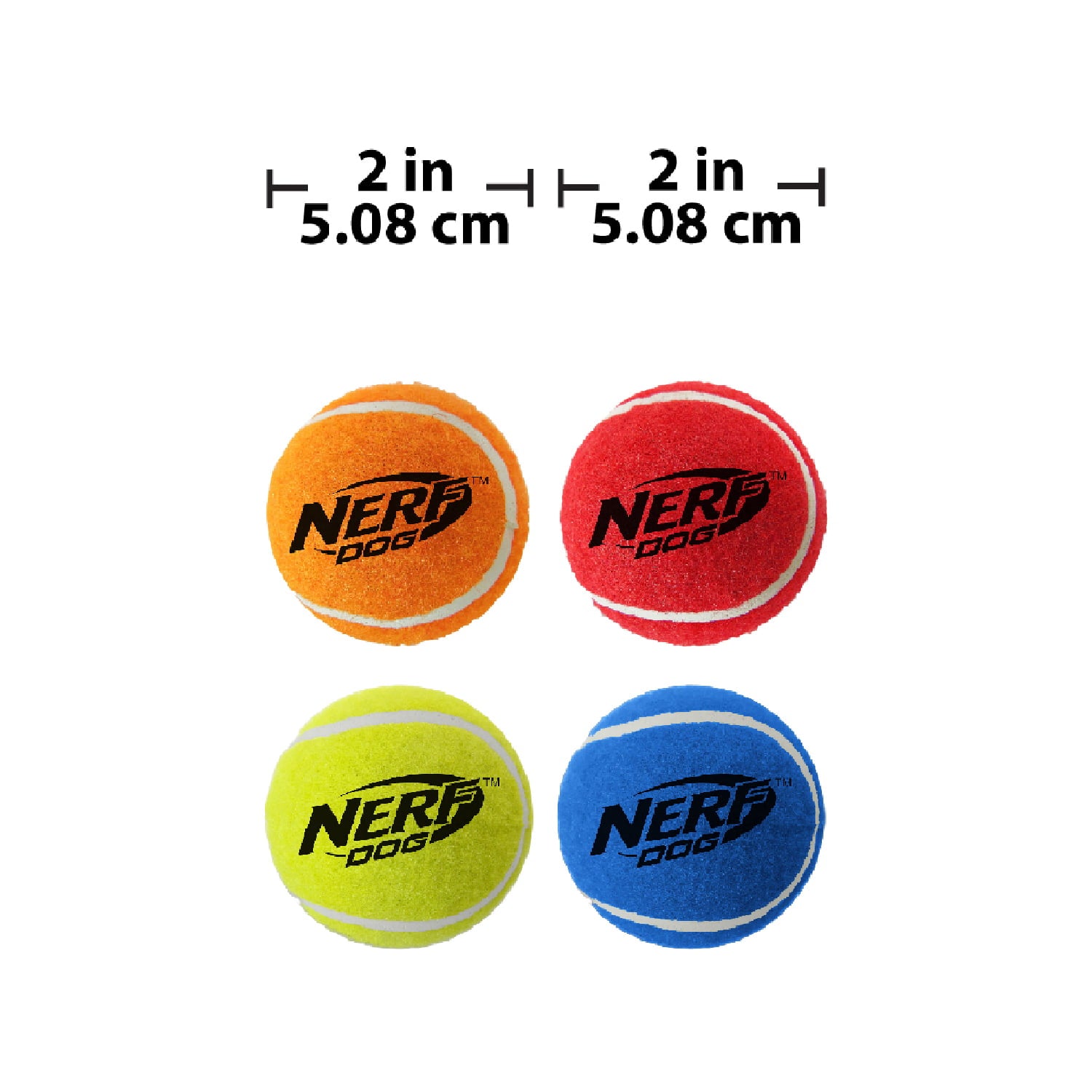 Nerf Dog 2” Squeak Tennis Ball Dog Toy 4-Pack