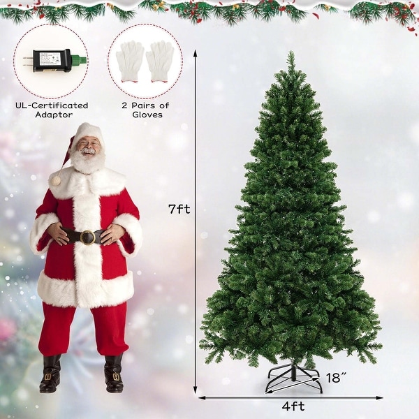 Costway 6FT/7FT/8FT Artificial Xmas Tree with 821/1188/1498 PVC Branch