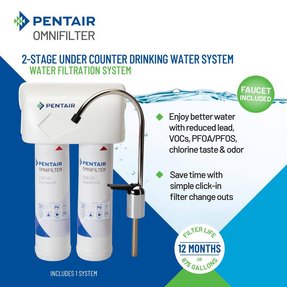 OmniFilter Undersink 2-Stage Water Filtration System with Quick Change Cartridge in White USF-SF-DL-675-QC-1