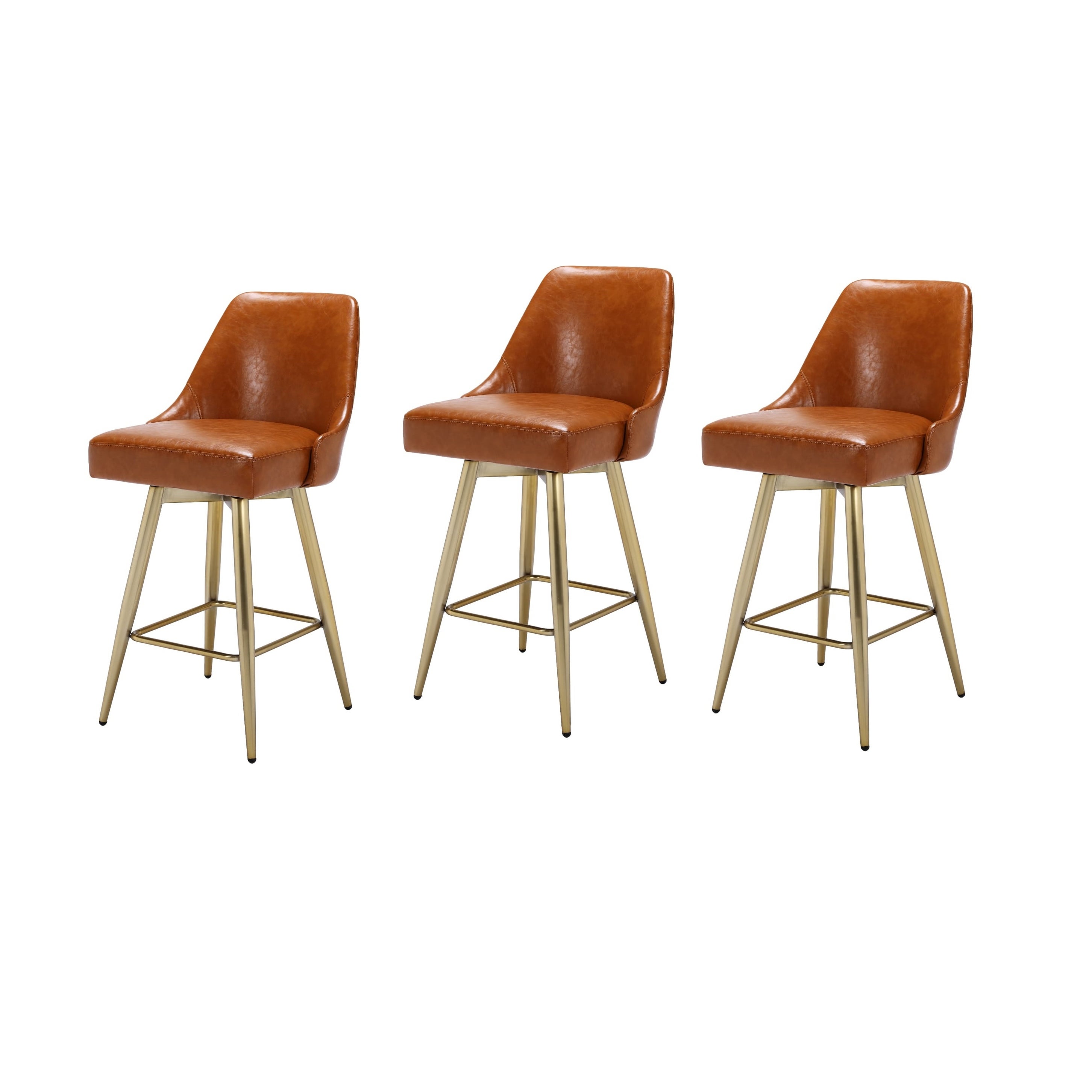 Mid-Century Tan Stool (Set of 3) - 38