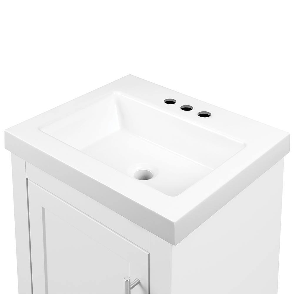 Glacier Bay Spa 18.5 in. W x 16.2 in. D x 33.8 in. H Freestanding Bath Vanity in White with White Cultured Marble Top PPSPAWHT18