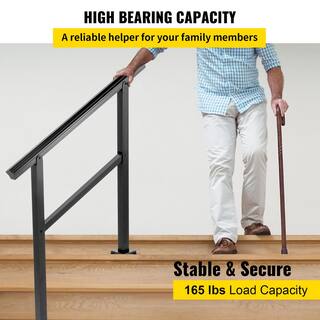 VEVOR 36 in. W x 35 in. H Adjustable Handrail Fits 2 Steps or 3 Steps Aluminum Handrails for Outdoor Steps Black TFDGLZHS3FTWRZMM5V0