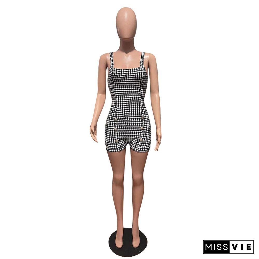 Elegant Houndstooth High Waist Bodycon Rompers