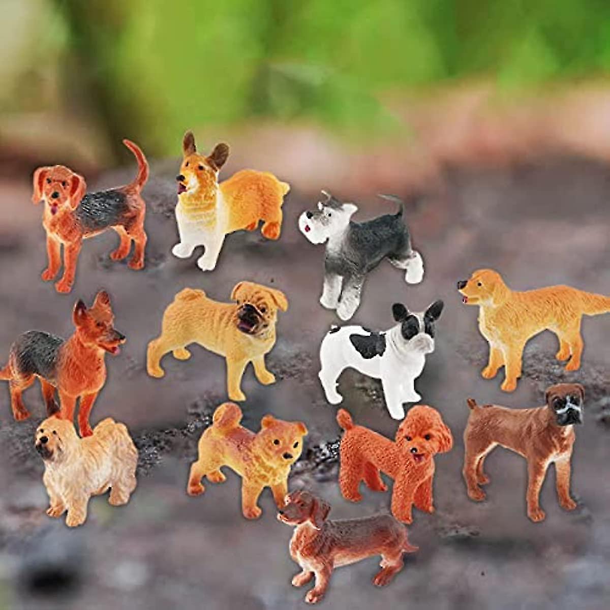 12x Realistic Dog Figurines Toy Set Kids Play Toys Dog Miniature Playset Dog Animal Figurines For Cake Topper Table Decor