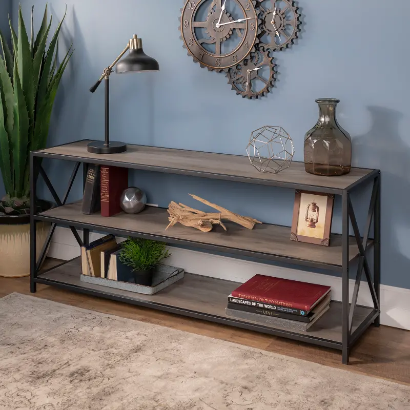 Gray Wash Industrial Sofa Table - Walker Edison