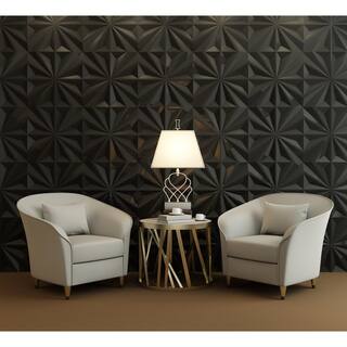 Art3dwallpanels 19.7 in. x 19.7 in. 32 sq. ft. Black PVC 3D Wall Panel Star Textured for Interior Wall Decor (Pack of 12-Tiles) A10hd050BKP12