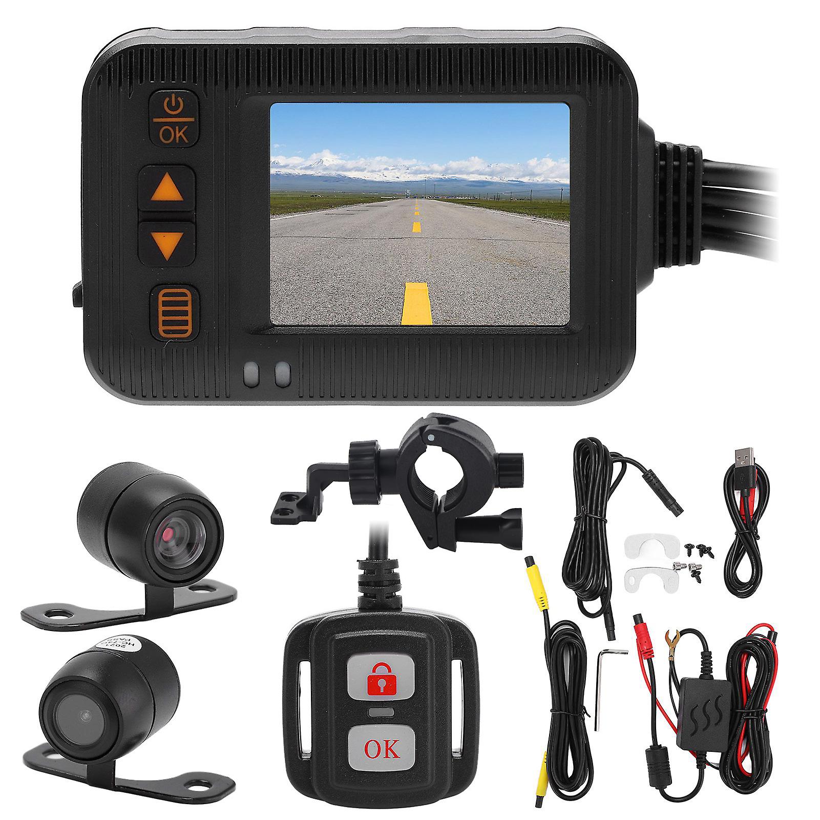 2in Motorcycle Driving Recorder 1080p+720p Hd Lens Waterproof Dvr Dash Cam Loop Recording