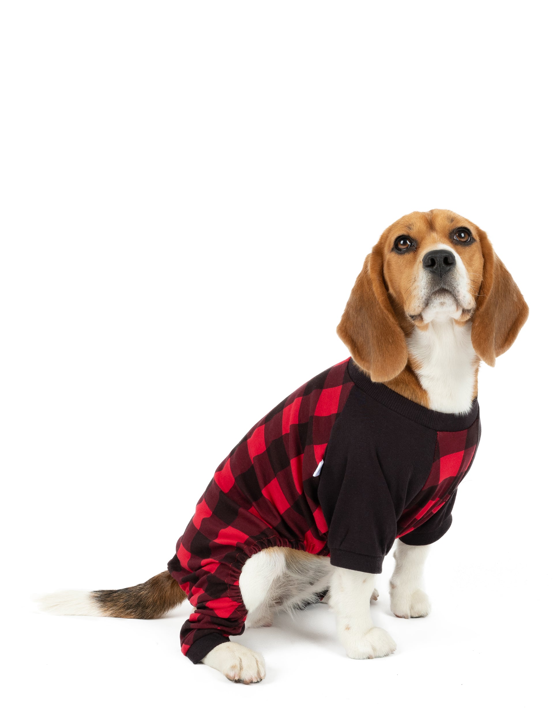 Leveret Dog Cotton Pajama Black and Red Plaid XXL