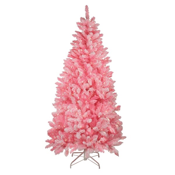 7' PreLit Medium Flocked Artificial Christmas Tree