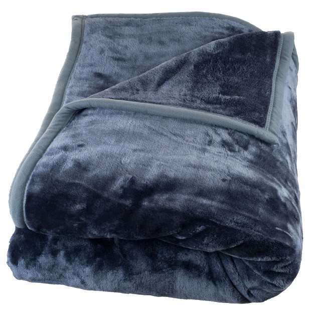 Lavish Home Solid Soft Heavy Thick Plush Mink Blanket 8 Pound Grey