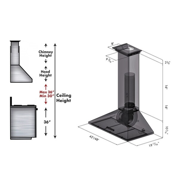 ZLINE Stainless Steel Convertible Vent Wall Mount Range Hood