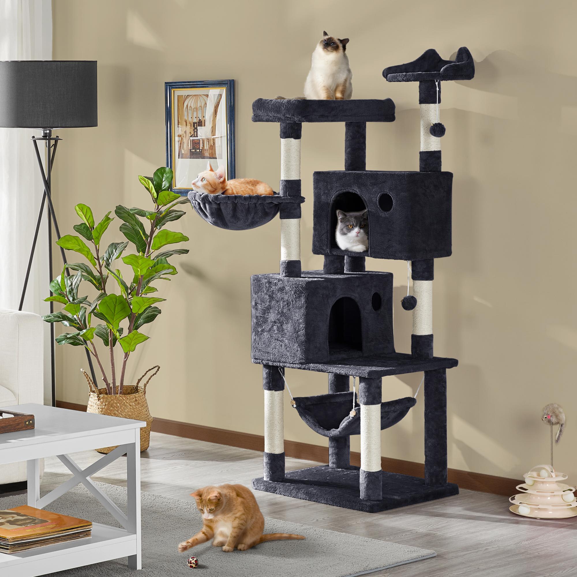 TOPEAKMART Black 4-Level Large Cat Tree for Small Cats， 64.5