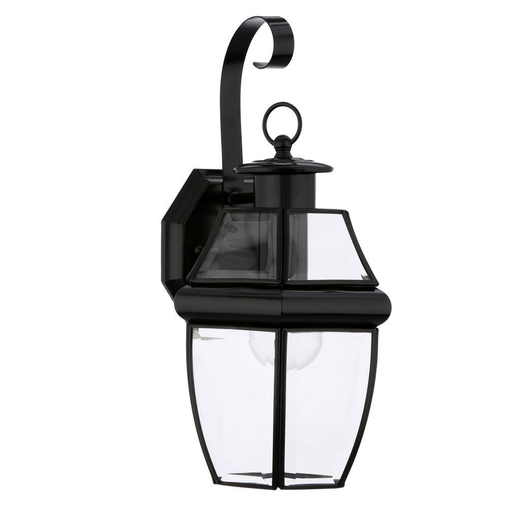 Generation Lighting Lancaster Wall Lantern Sconce 1-Light Traditional Outdoor 14 in. Black Fixture 8067-12