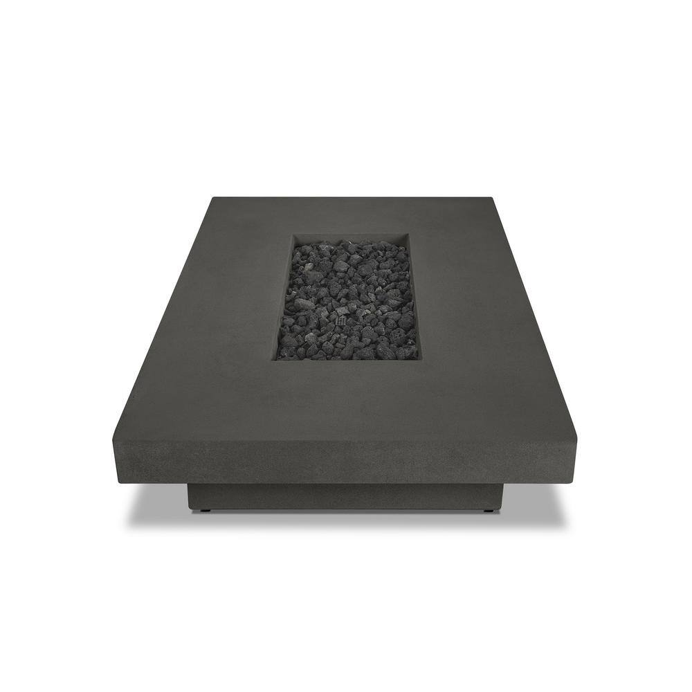 JENSEN CO Scarborough 60 in. L X 14 in. H Outdoor GFRC Liquid Propane Fire Pit in Carbon with Lava Rocks 1581LP-CBN