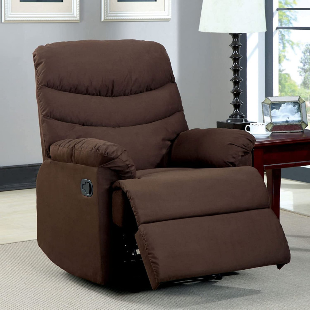 Contemporary Recliner  Padded Seat With Tufted Back  ampPillowed Arms   Transitional   Recliner Chairs   by Decor Love  Houzz