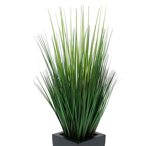 Faux PVC Grass in Tapered Zinc Planter