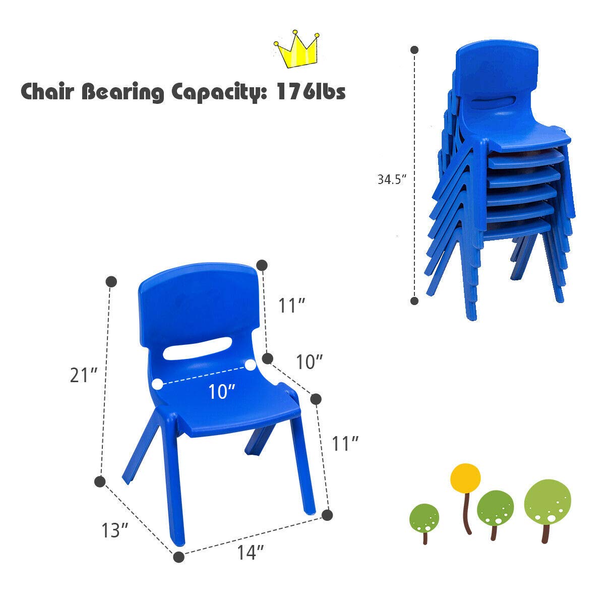 Plastic Stackable School Chairs, 4 Pack Stackable Chairs