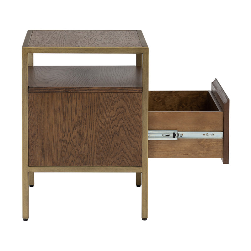 WILLINGHAM Bedside Table - Brass & Wood