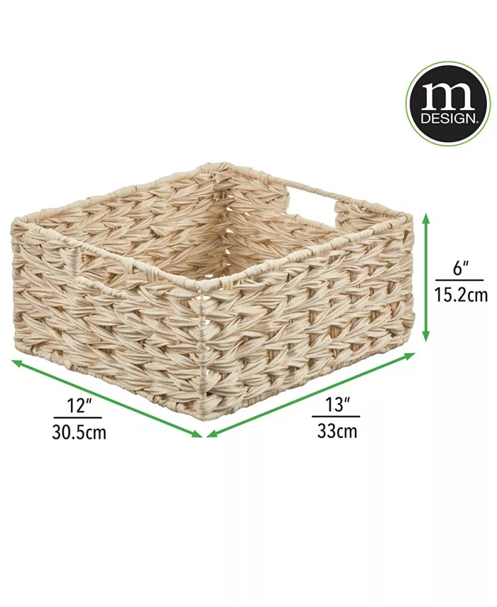 mDesign Woven Farmhouse Kitchen Pantry Storage Basket Box Medium - 3 Pack Cream Beige