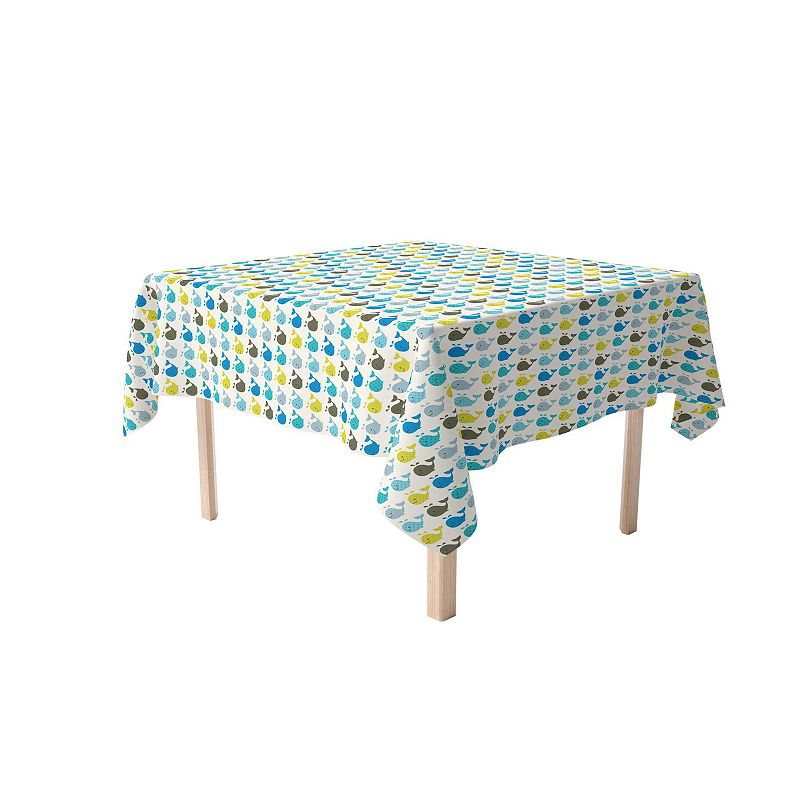 Square Tablecloth， 100% Polyester， 54x54， Happy Whales