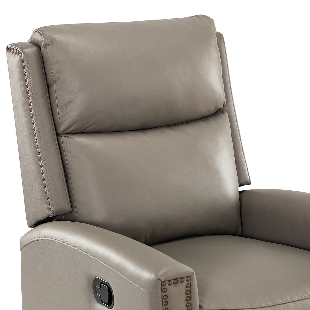 Fiacro 30.31''Wide Modern Genuine Leather Wingback Swivel Rocker Recliner With Tufted Back