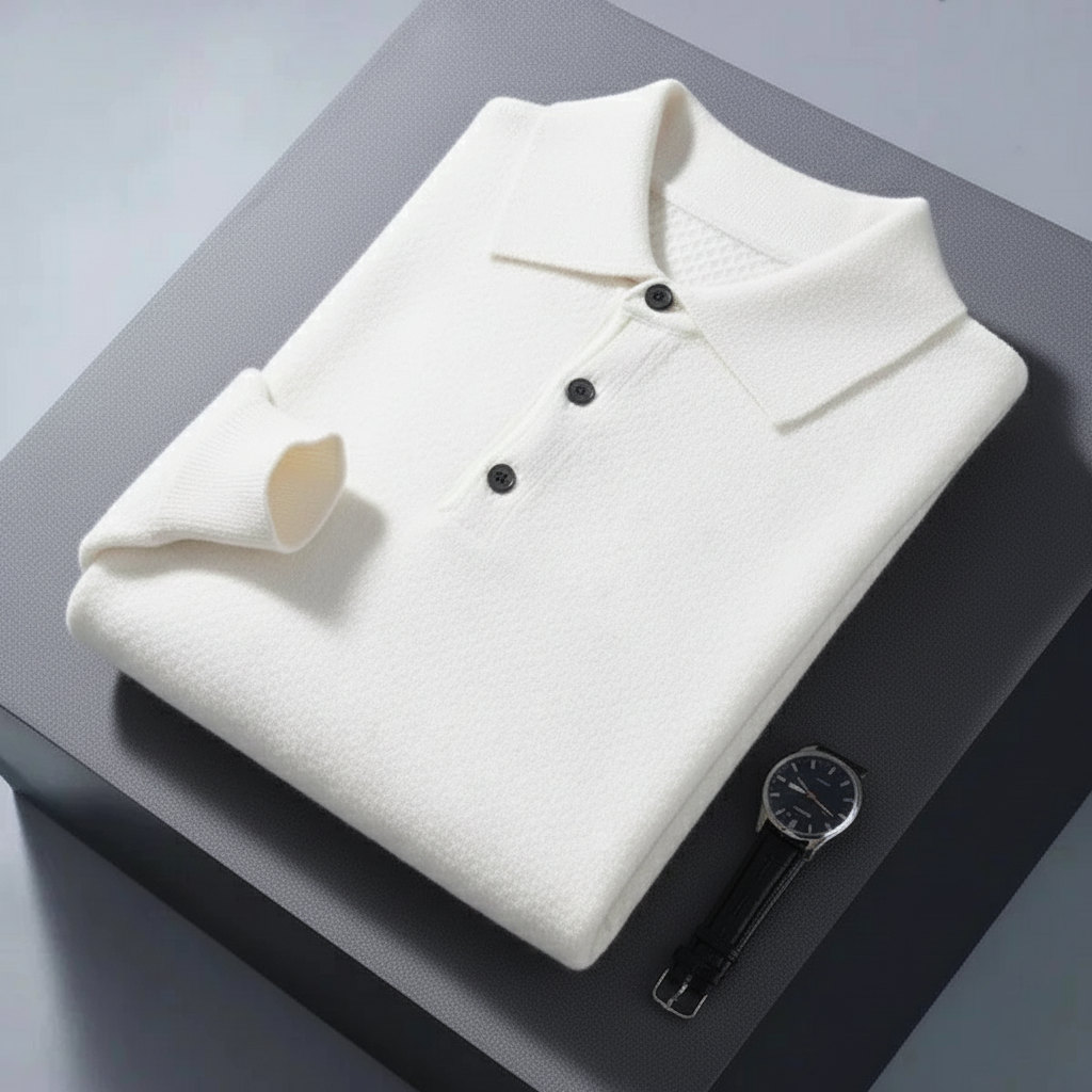 Men's Casual Button Cashmere Polo Warm Comfortable Sweater