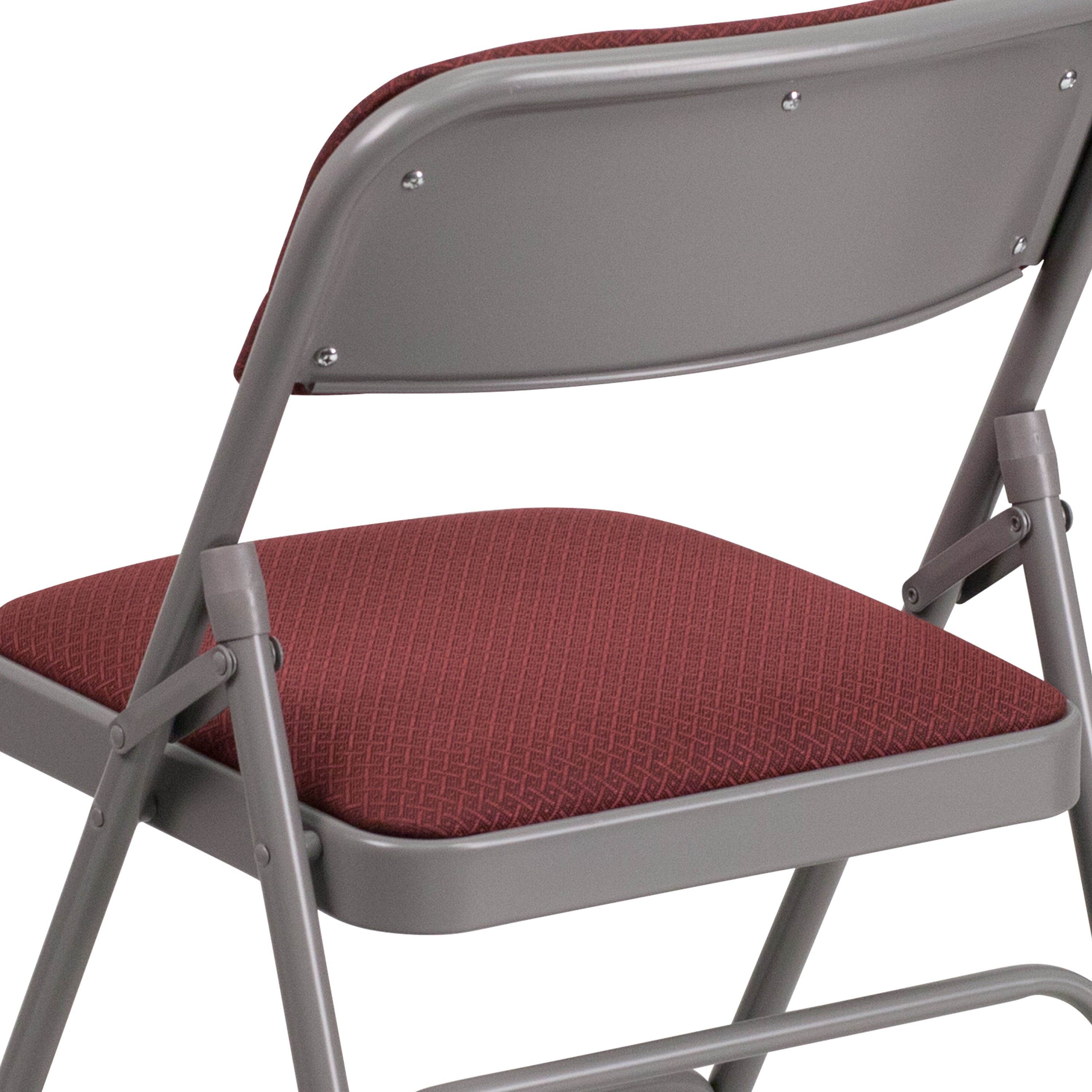 Flash Furniture HERCULES Series Curved Triple Braced & Double Hinged Burgundy Patterned Fabric Metal Folding Chair