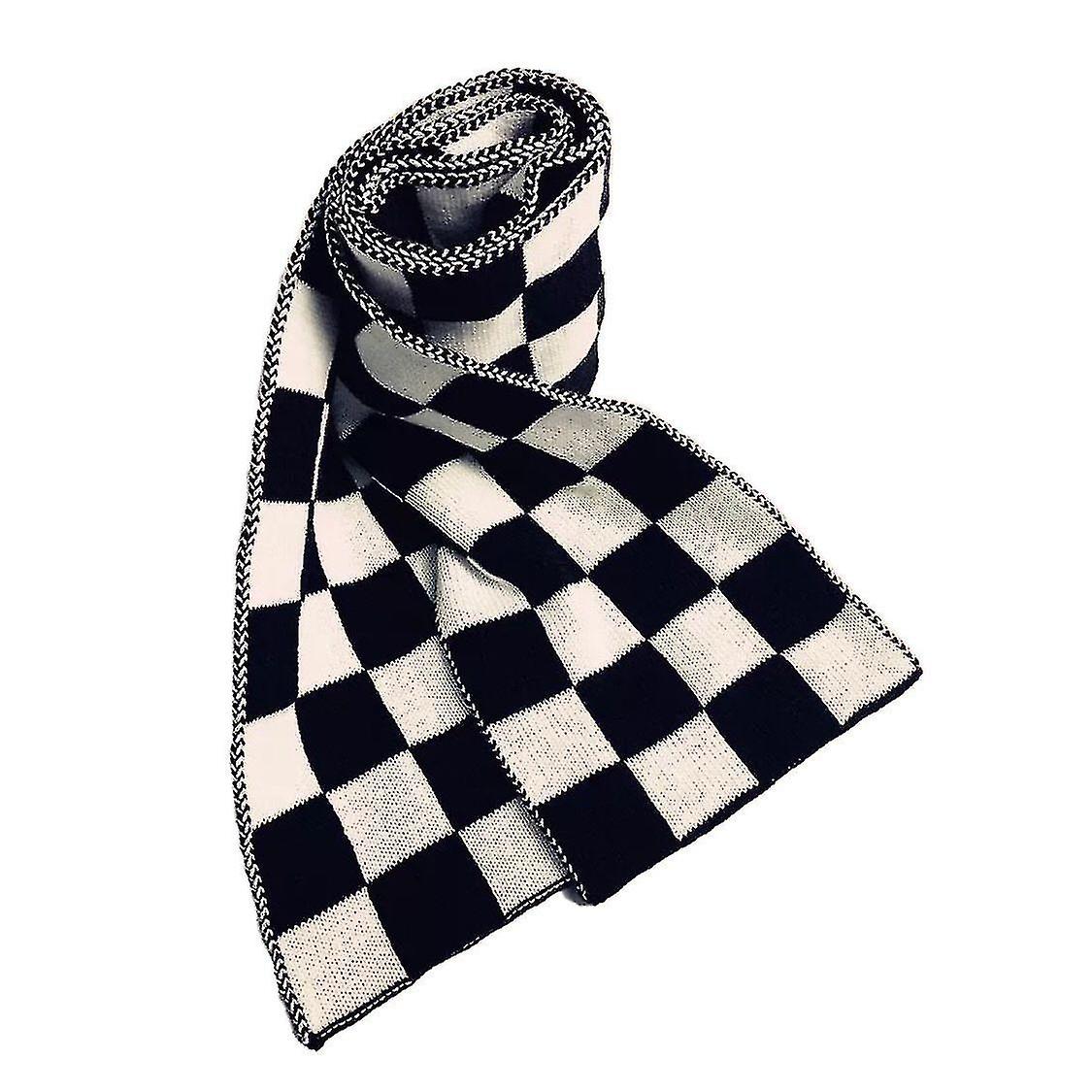 2023-classic Black White Checkered Plaids Grids Scarf Women Decorated Knitted Fashion Scarves Pashmina Shawl Wraps For Elegant Lady-1