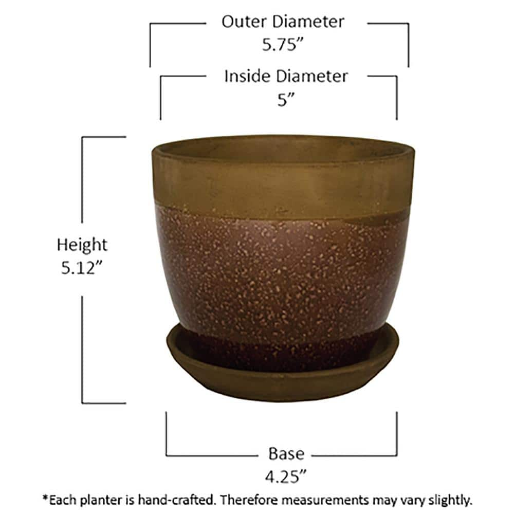 Trendspot 6 in. Dia Brown Geode Ceramic Planter CR11251S-060B