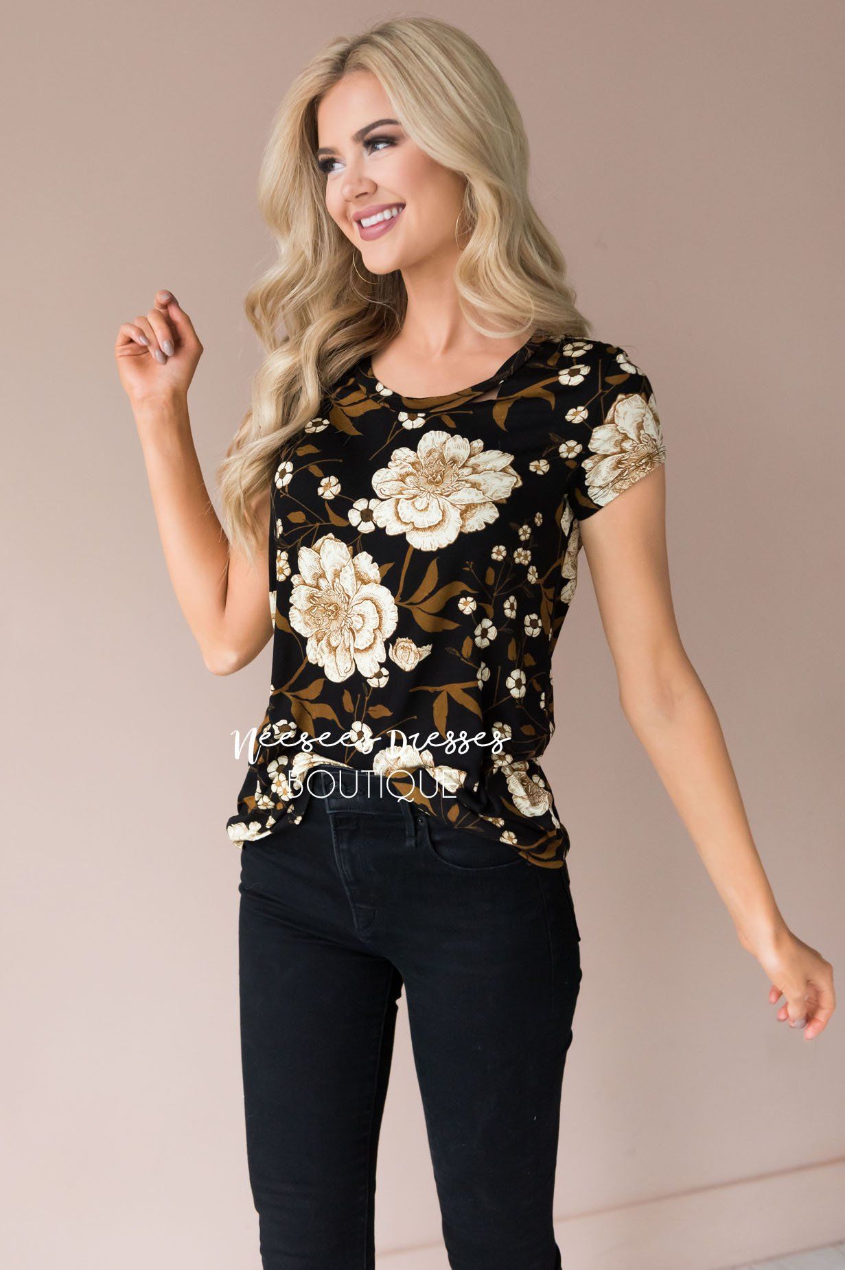 Bold Gold Floral Blouse