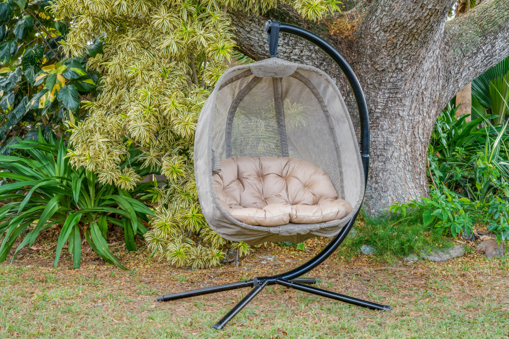 66H x 34W x 43D Hanging Egg Patio Chair   Transitional   Hammocks And Swing Chairs   by IDEAZ International  LLC  Houzz