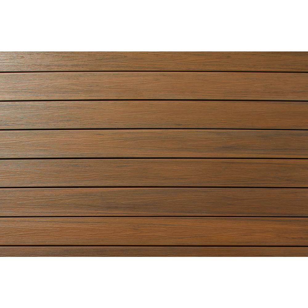 FORTRESS Infinity IS 5.35 in. x 6 in. Grooved Oasis Palm Brown Composite Deck Board Sample 194106110