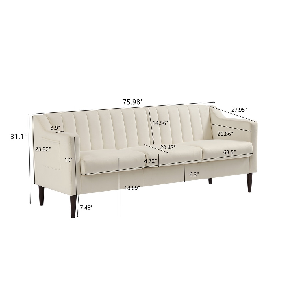 White Elegant Chesterfield 3 Seater Sofa with Side Storage and Comfortable Design