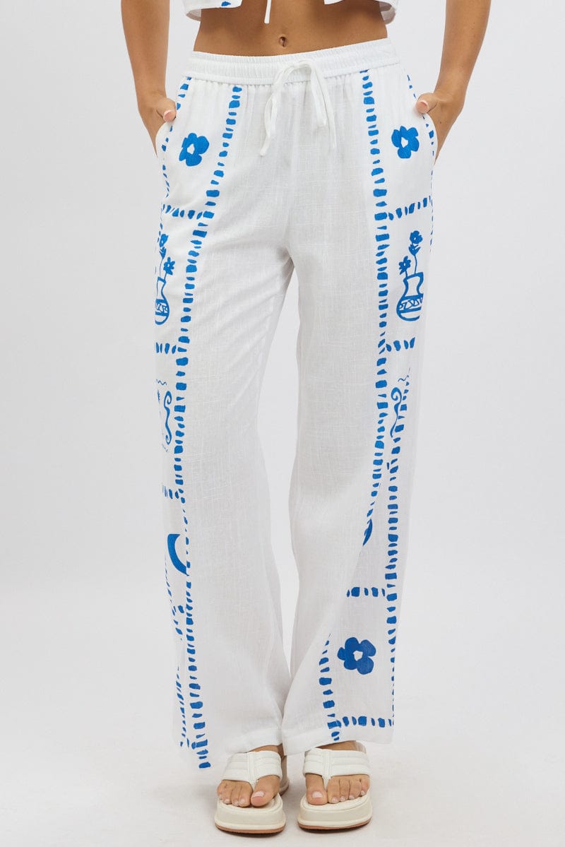 White Wide Leg Pants Elasticated Waist