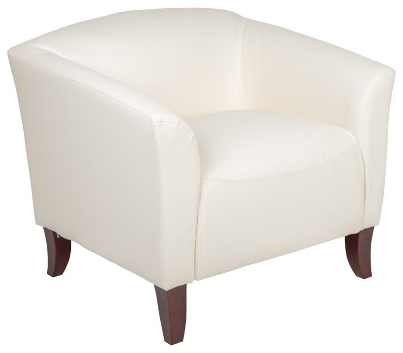 Flash Furniture Hercules Imperial Leather Accent Chair in Ivory and Cherry   Transitional   Armchairs And Accent Chairs   by clickhere2shop  Houzz